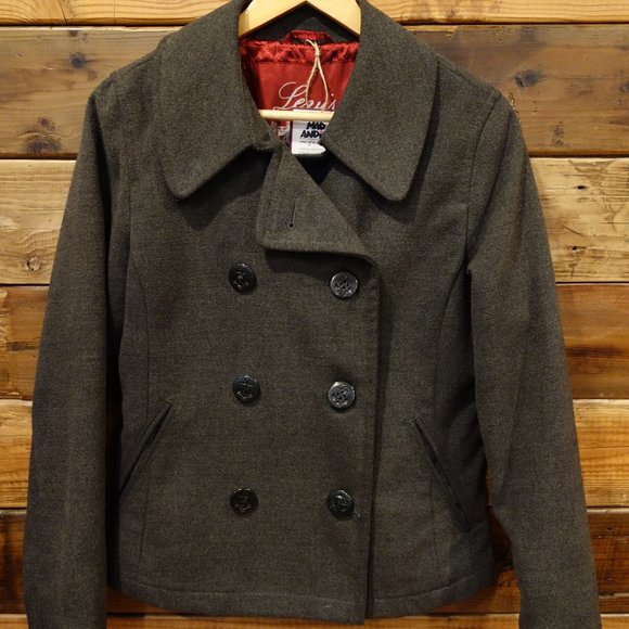Rare One-of-a-Kind Vintage Levi's Pea Coat featuring Custom MadAndie Cross - M - Picture 3 of 9